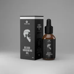 Premium custom beard oil box with Spot UV logo and matte finish
