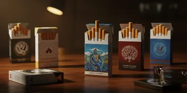 Standard cigarette packs with 20 cigarettes – visual explanation of pack size