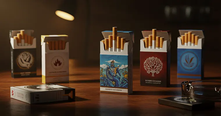 Standard cigarette packs with 20 cigarettes – visual explanation of pack size