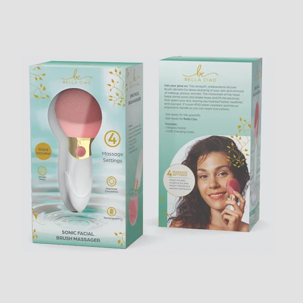Massager packaging featuring a clear window to showcase the product