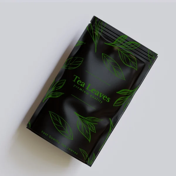 Matte black Mylar bag featuring a resealable zipper for secure storage