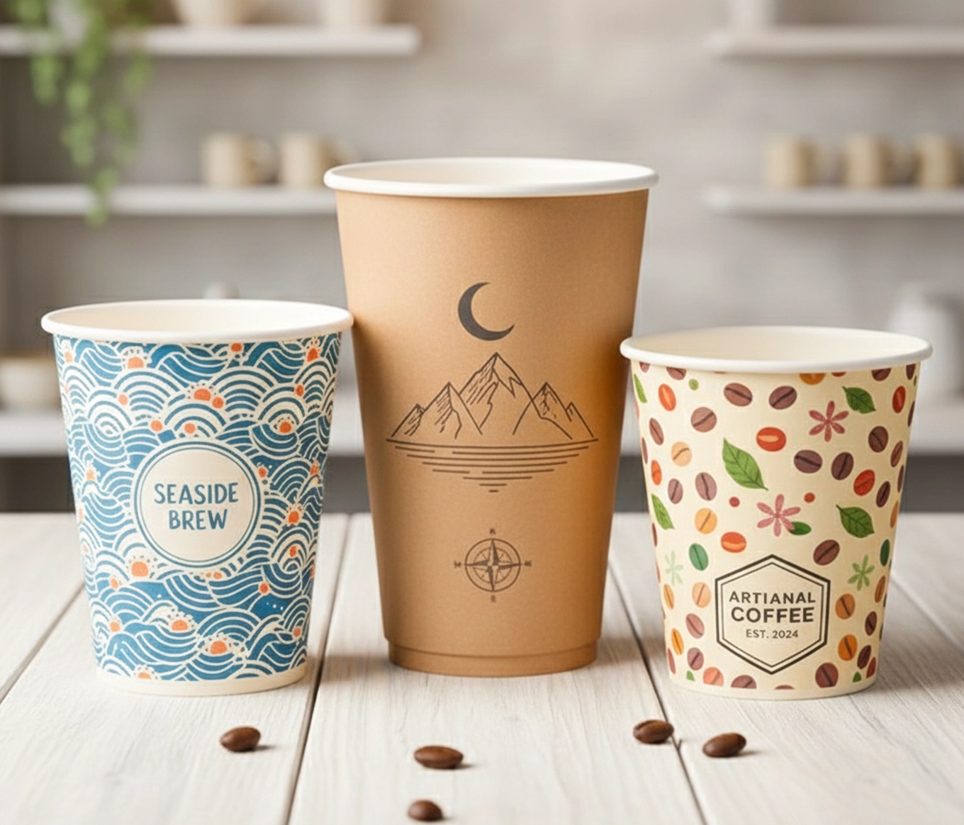 collection of customized paper cups