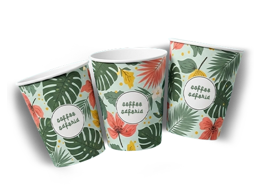 Printed custom coffee cups made from paper stock